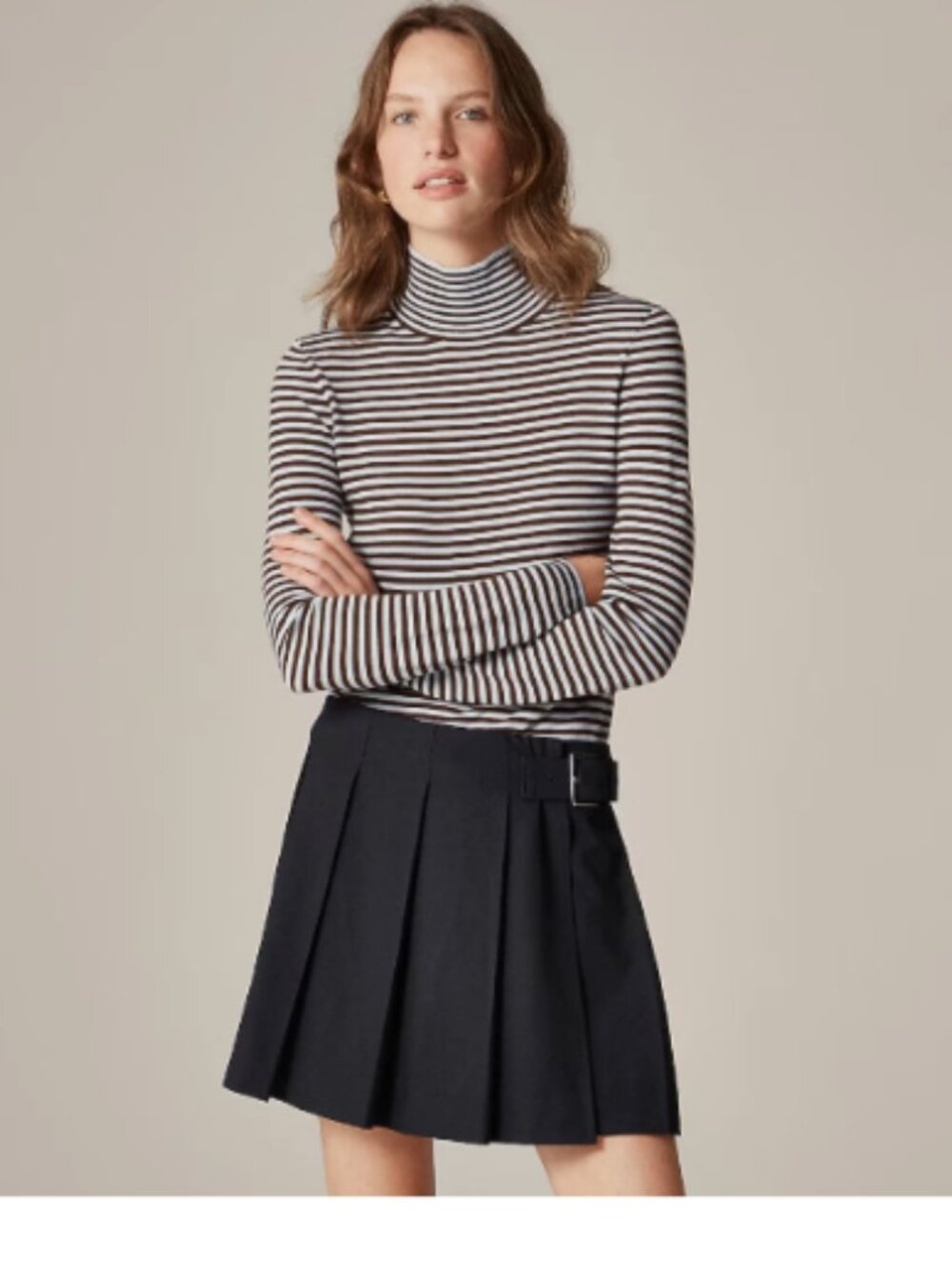 NWT J Crew Carolyn Striped 100% Merino Wool Turtleneck Sweater Blue SMALL